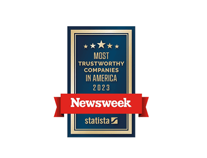 Award badge for Most Trustworthy Companies in America 2023 by Newsweek and Statista